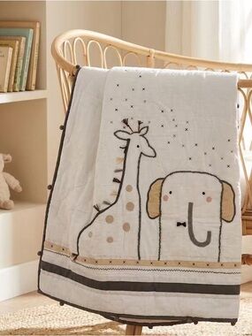 Kids' Animal Quilted Throw Blanket 50*36“  - White and Tan